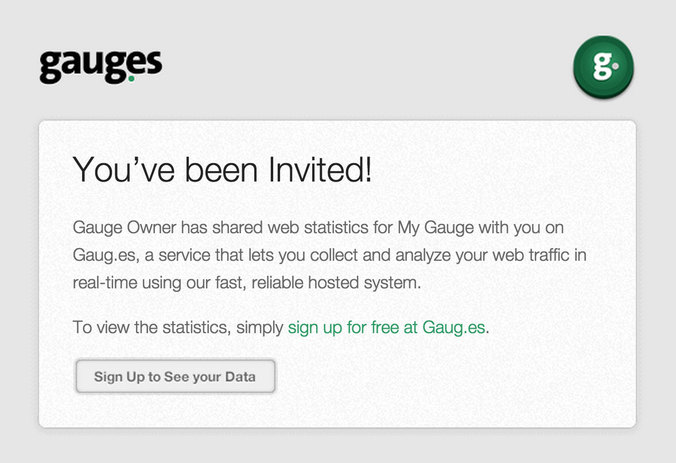 Gauges invitation email